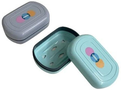 CSM Portable Leakproof Soap Box Soap Case Holder - Set of 2(Green, Grey)