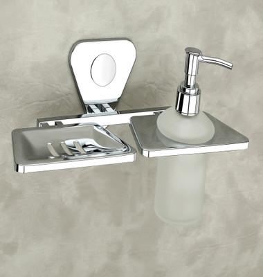 kanjal AISI 304 Stainless Steel Soap case with Liquid Soap dispenser For bathroom Soap holder soap dish Soap stand with Hand wash dispenser bottle For Wash basin bathroom accessories (Chrome Finish, Anti-Rust, 2 in 1) 21_11(Silver)