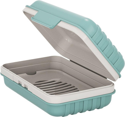 Crasts Portable Travel Soap Box Case Holder Plastic Bathroom Soap Case for Outdoor(Blue)