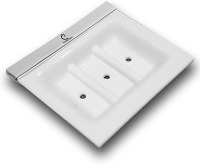 CUROVIT White Acrylic Wall Mounted Square Soap Dish Unbreakable Soap Holder for Bathroom(White)