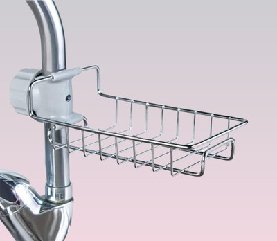 Baqyne Home Faucet Steel Sponge and and Soap Steel Caddy Sink Stand(Silver)