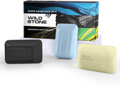Wild Stone Soap Combo for Men - Icy Fresh, Charcoal Cleanse & Citrus Burst | 100gm Each |(6 x 100 g)