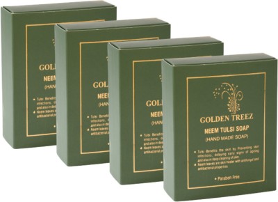 Golden Treez Neem Tulsi Handmade Soap For Glowing Skin Natural Soap Pack of 4(4 x 115 g)