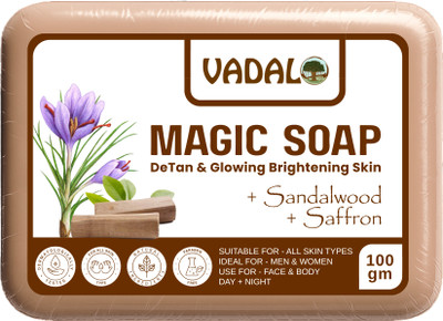 Vadalo -Magic Soap Ingredients with Sandalwood & Saffron, De-Tan Removal, Glowing Skin,(100 g)