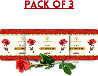 vagad's khadi Rose Soap Pack of 3(3 x 125 g)