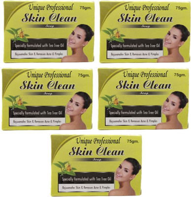 UNIQUE PROFESSIONAL SKIN CLEAN SOAP WITH TEA TREE OIL 75 GR PACK OF 5(5 x 75 g)