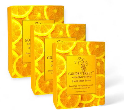 Golden Treez Lemon Handmade Soap For Skin Whitening Natural Soap Pack of 3(3 x 115 g)