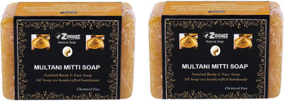 ZOOMZ Multani Mitti Handmade Soap Combo of 2 - Natural Body & Face Soap(2 x 100 g)