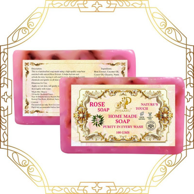 Pihaaru Pack of 2 ,Deep Clean Rose Soap – Pure Herbal Formula (200gm)'(2 x 100 g)