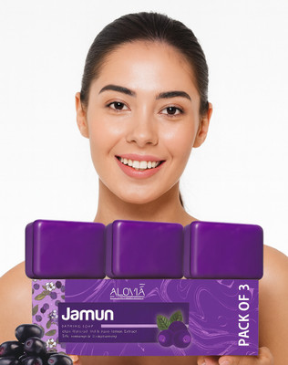 ALOVIA Jamun Herbal Glow Soap – Deep Cleansing, Brightening & Nourishing Skin Care Bar(3 x 100 g)