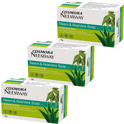 COSMORA NEEEMWAY NEEM & ALOEVERA SOAP FOR CLEANSING & PIMPLES FREE SKIN PACK OF - 3(3 x 75 g)
