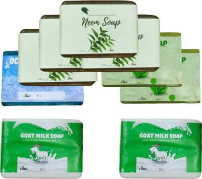 linic HERBAL NEEM SOAP(4), ALOE VERA(2), OCEAN BLUE(1), GOAT MILK(2)(9 x 100 g)