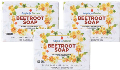 APPLE JE GARDEN BeetRoot Handmade Soap 100g Pack of 3|Advanced Tan removal & Fairness Soap(3 x 100 g)