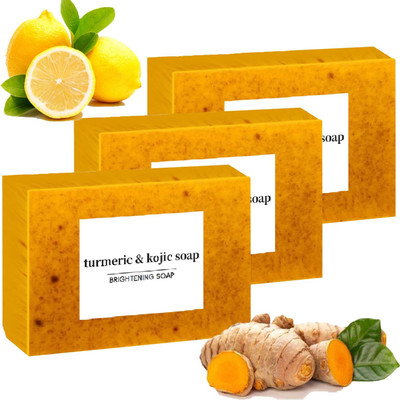 NEXTSET Lemon Turmeric Kojic Acid Brightening Soap for Glowing Skin & Dark Spot Removal(2 x 150 g)