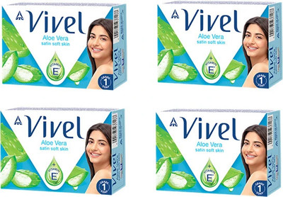 Vivel Aloe Vera Bathing Soap with Vitamin E for Soft Skin, for Women & Men(4 x 95 g)