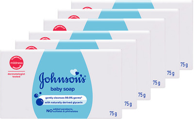 JOHNSON'S Baby Soap with Vitamin E & naturally derived Glycerin| Clinically proven mild(6 x 75 g)