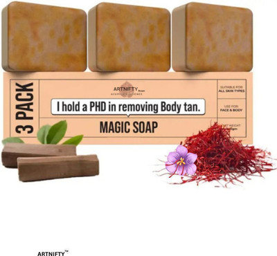 ARTNIFTY magic Soaps Wood And Saffron Soap For Glowing & Refreshing Skin (pack of 3)(3 x 100 g)