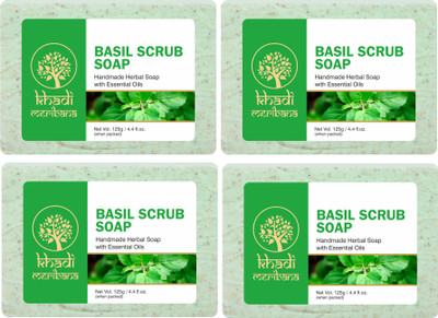 MeriBana Khadi Basil Scrub Soap(4 x 125 g)