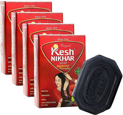 Kesh NIKHAR Advanced formula Hair shampoo soap with Reetha,Amla,Shikakai & Conditioner(4 x 100 g)