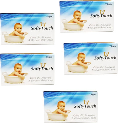 COSMORA SOFTY TOUCH SOAP FOR BABY GENTLE SMOOTH & HEALTHY SKIN PACK OF - 75g x 5(5 x 75 g)