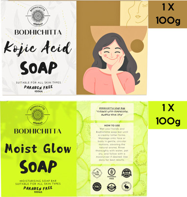 Bodhichitta Kojic Brightening & Moist Glow Hydrating Soaps for glowing and brightning skin(2 x 100 g)