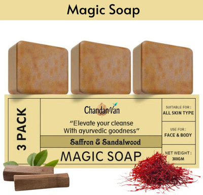 CHANDANVAN Magic Soap with Sandal Wood And Saffron for Tan Removal(3 x 100 g)
