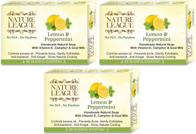 Nature League LEMON AND PEPPERMINT Handcrafted Natural Soap(3 x 100 g)