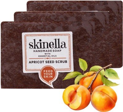 SKINELLA Aapricot Seed Scrub Soap Pack of(3 x 100 g)