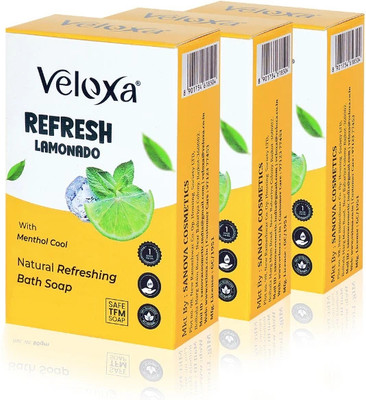 VELOXA Refresh Lamonado With Menthol Cool Bath Soap (125gm) Pack Of-3(3 x 133.33 g)
