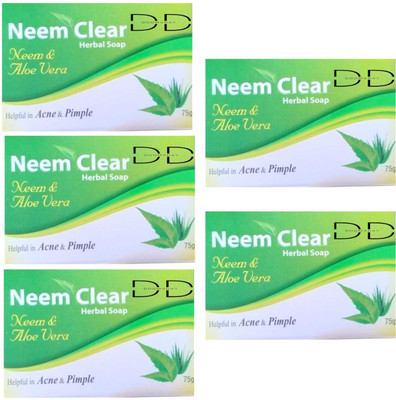 DOOMSDAY NEEM CLEAR HERBAL SOAP WITH NEEM & ALOEVERA HELP ACNE,PIMPLE FREE SKIN PACK OF 5(5 x 75 g)