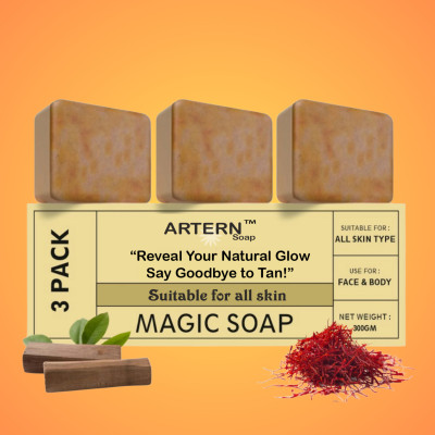 Artern Magic3 Soap Sandal Wood And Saffron for DeTan and Glowing Brightening Skin(3 x 100 g)