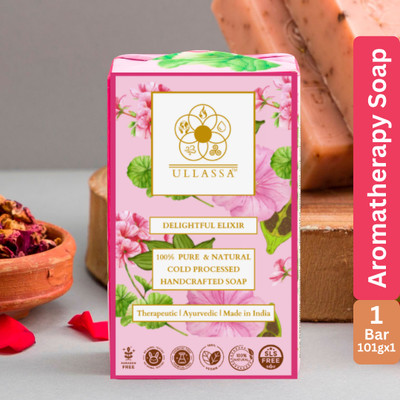 ULLASSA Aromatherapy Soap | Rose Geranium Cardamom | Tan Removal Anti Aging Moisturizing(101 g)