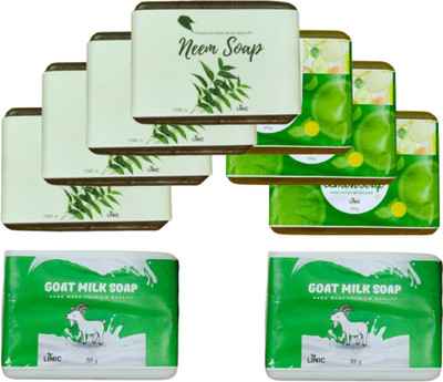 linic HERBAL NEEM SOAP(4), LEMON SOAP(3), GOAT MILK(2)(9 x 100 g)