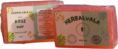 herbalvala Glycerin-Based Rose Soap(Pack of 3)| Herbal Bathing Soap for Glowing Skin(3 x 100 g)