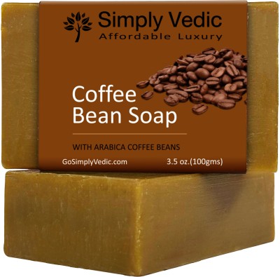 Simply Vedic 1-Pack Coffee Bean Soap Bar For Body, Hand, Face, Hand-Made(115 g)