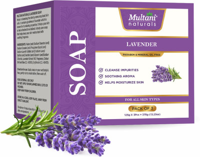 Multani Natural Lavender Handmade Soap (Pack of 3) | Reduce Dark Spots & Inflammation -(3 x 125 g)