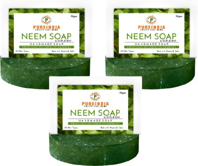 pureindia Handmade Neem Purifying Soap & Scrub Bar Pack of 3(3 x 100 g)