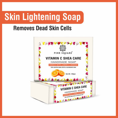 Pink Square Vitamin C Bathing Bar Soap with Lemon & Orange Extract Pack of 1 of 100gms(100 g)
