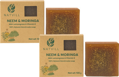 NATVILL MORINGA Handmade Bathing Neem Soap | Herbal Bathing for Healthy Skin Soap(2 x 100 g)