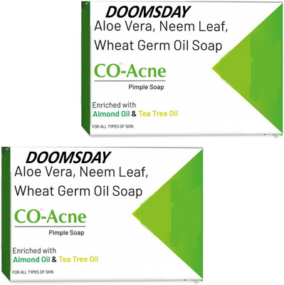 DOOMSDAY CO-ACNE PIMPLE SOAP ENRICHED WITH ALMOND OIL& TEA TREE OIL PACK OF 2(2 x 75 g)