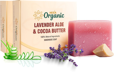 HEXA ORGANIC Handmade Herbal Soap Lavender, Aloe Vera & Cocoa Butter PACK OF 2(2 x 100 g)