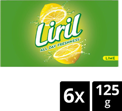 Liril Lime and Tea Tree Oil Bath Soaps,Paraben Free Soap Bar(6 x 125 g)