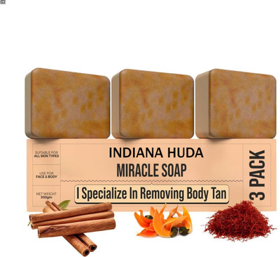 INDIANA HUDA Sandalwood & Saffron Magic Soap For Men & Women | Daily Glow Soaps(3 x 100 g)