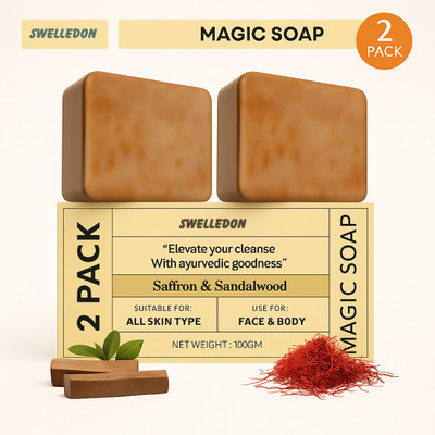 SWELLEDON Magic Soap Sandal Wood And Saffron Smooth Skin Natural Formula(2 x 100 g)