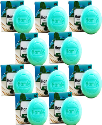 Hamly Mint Extract Enriched with Natural Vitamin E Gentle Soap for Soft Glowing Skin(10 x 65.3 g)