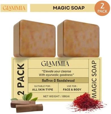 GLAMMIA Ghar Shop Magic Soap Natural Herbal Glow & De-Tan Duo Soap Set(2 x 100 g)