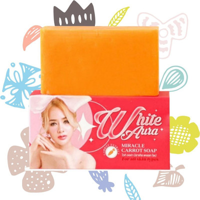 Agonize Pack of 2 | White Aura Skin Lightening Soap with Carrot (200Gm);(2 x 100 g)