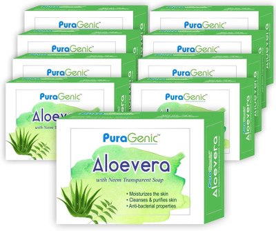 Puragenic Aloevera with Neem Transparent Soap - Pack of 9(9 x 75 g)