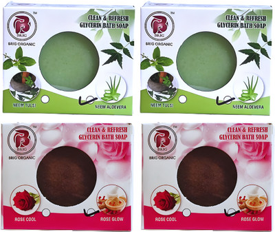 BRIG MIX COMBO NEEM ALOE VERA AND ROSE GLOW SOAP(4 x 100 g)
