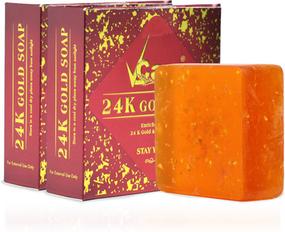 Vcare 24K Gold Soaps for Bath 125g, Best Anti Aging Soap Bar for Women and Men(2 x 100 g)